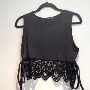 Black suede crop top